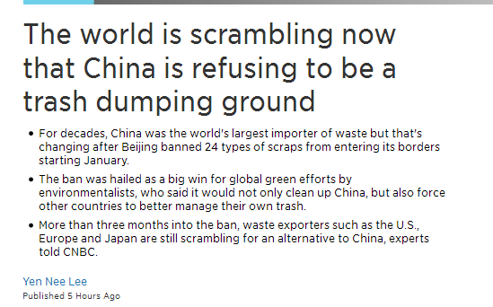 China rejects foreign wastes for three months 2 China rejects foreign wastes