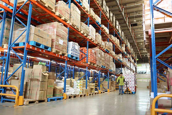 wood pallets in food warehouse